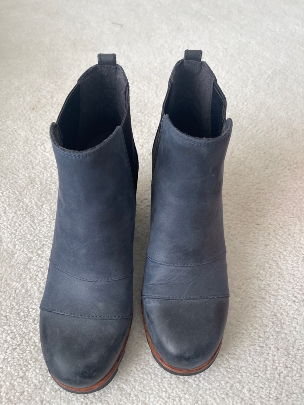 Sorel Navy Leather Chelsea Ankle Boots